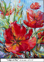 Tulips at Play, Oil on Canvas